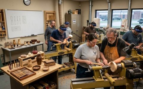 Beginner wood turning class at Wright-Patterson AFB Consolidated Hobby Complex Dayton Ohio