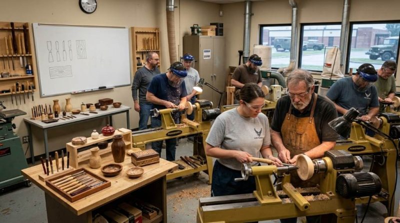 Beginner wood turning class at Wright-Patterson AFB Consolidated Hobby Complex Dayton Ohio