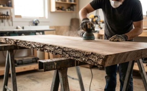 Step-by-step process showing how to seal live edge wood slabs correctly with epoxy resin