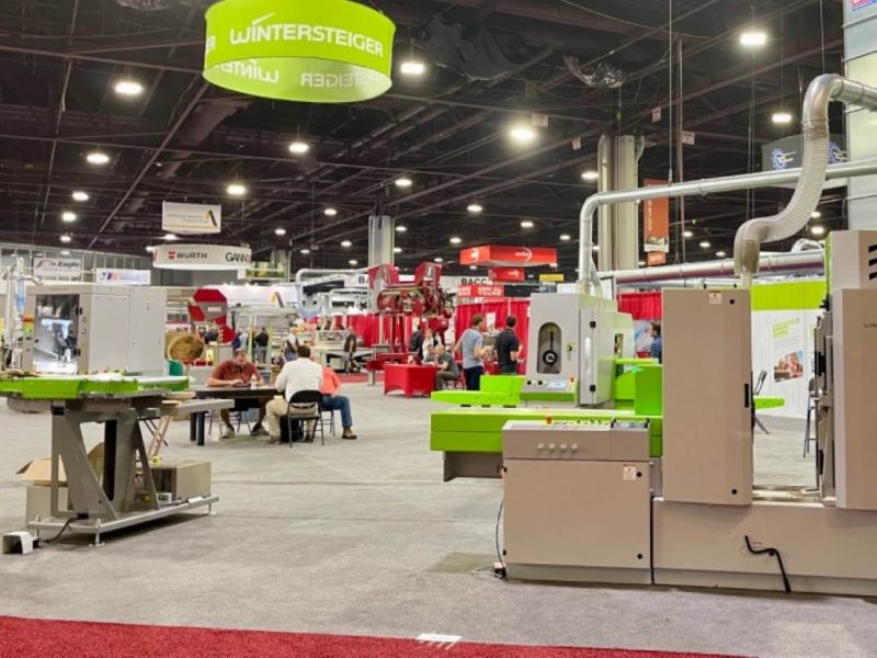 International Woodworking Fair exhibition floor with advanced machinery